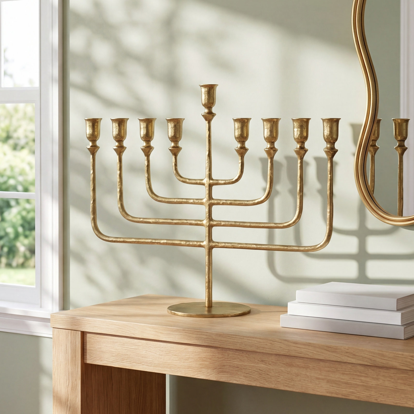 Hanukkah Menorah 16" Brass Tabletop Candelabra