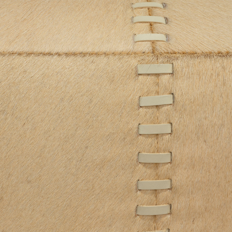 Cream Hide Ottoman, Small, Cream