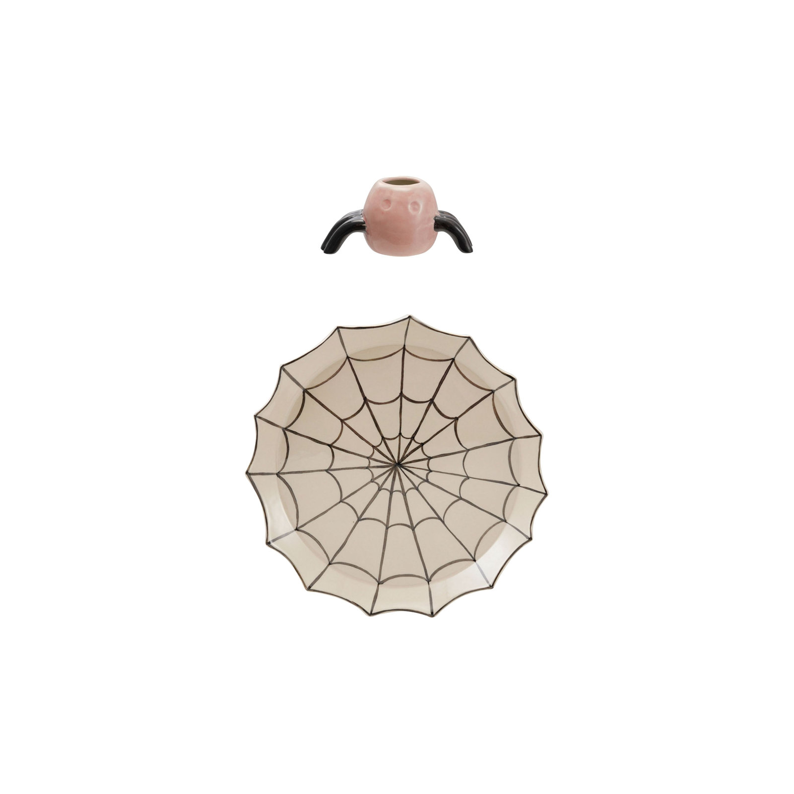 Stoneware Spider Web Shaped Plate Spider Shaped Toothpick Holder