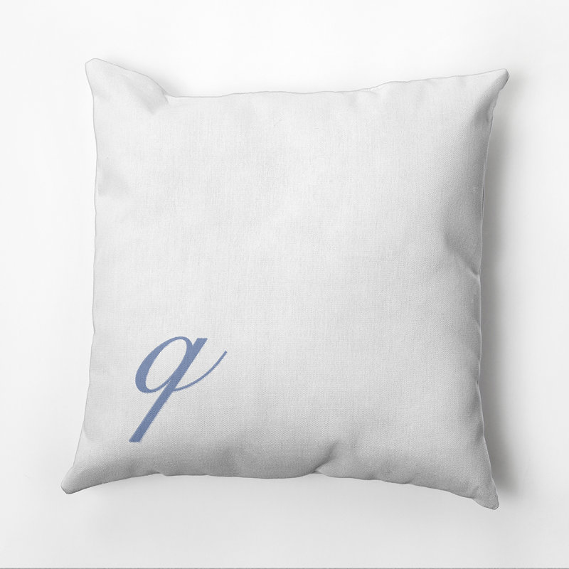 Monogram Design Collection Reversible Throw Pillow, 18"x18", Blue, Q
