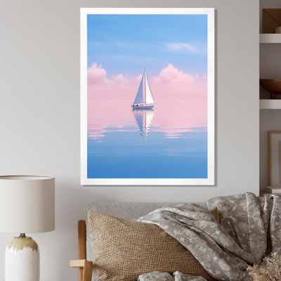 «Solitaire voilier tranquillité pastel coucher de soleil I» sur toile