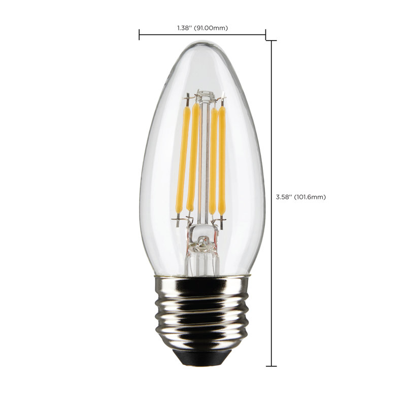 4 Watt (40 Watt Equivalent), B11 LED, Dimmable Light Bulb, Warm White E26/Medium (Standard) Base, 3000K, 4 W, 350 Lumens