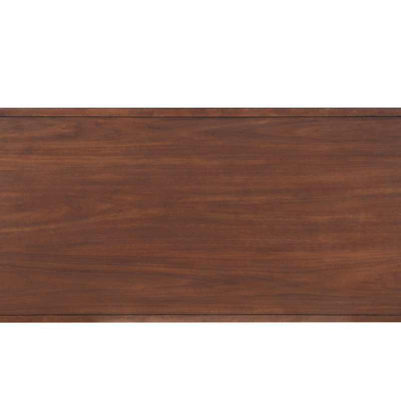 Élégante table basse en placage de noyer avec 2 tiroirs, finition brune pour les salons modernes et rétro