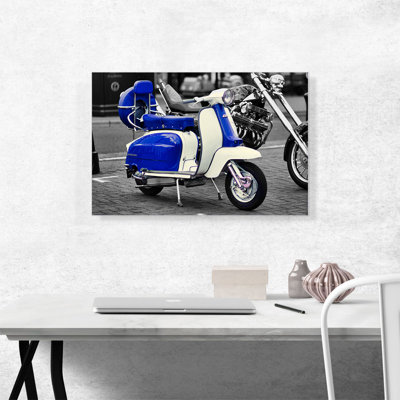 " Blue And White Italian Vespa Scooter "
