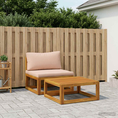 vidaXL Garden Lounge Set Corner Sofa Armchair Coffee Table Solid Acacia Wood
