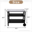 Chariot de barbecue extérieur à 3 niveaux avec plateau en acier inoxydable, table de préparation mobile sur roulettes, barre de service pour le patio et la cour arrière, support de four à pizza noir, rouille, rangement spacieux, mobilité facile, facilité de déplacement