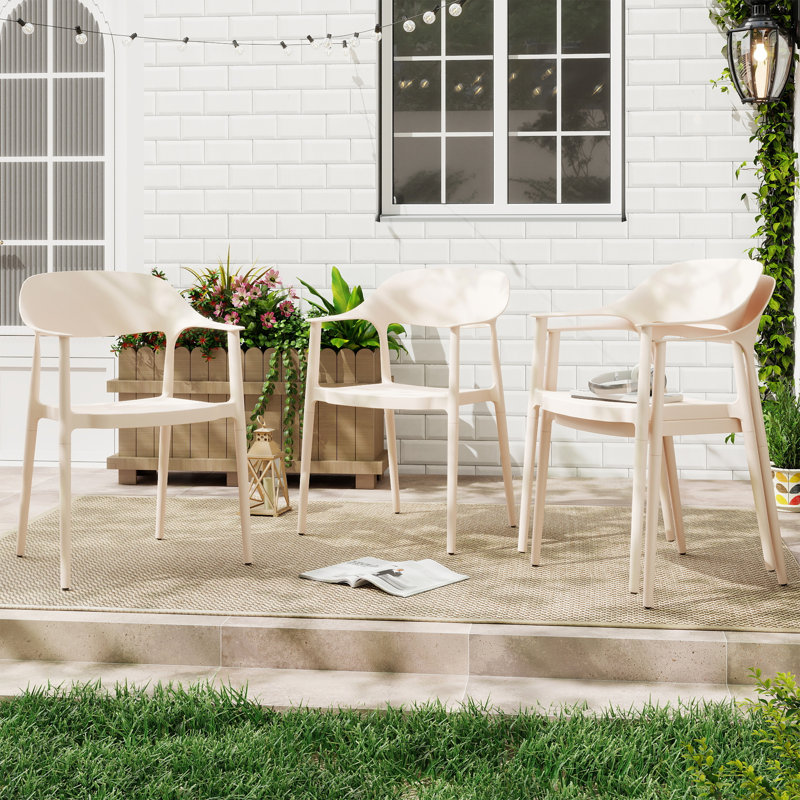Outdoor Stacking Dining Armchair, White
