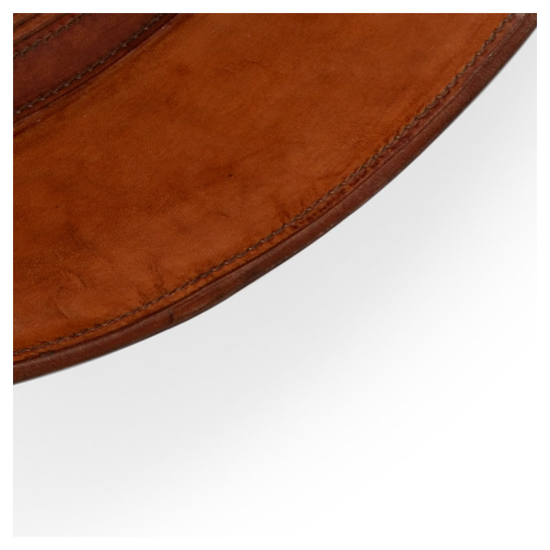 Taner Flat Leather Mirror, Cognac