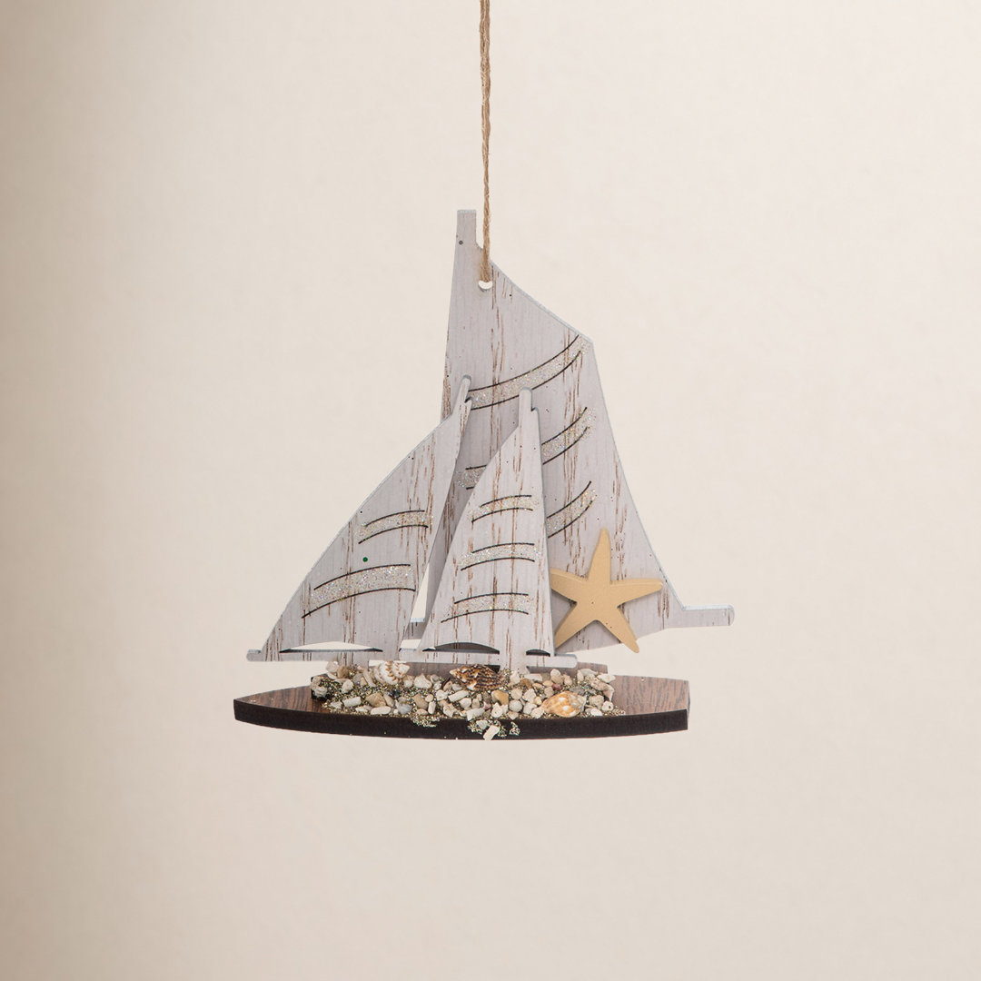 Yacht Cut Out Hanging Figurine Ornament The Holiday Aisle®