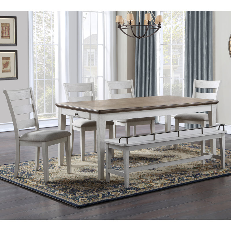 72-Inch Two-Tone Brown and White Wood Dining Table