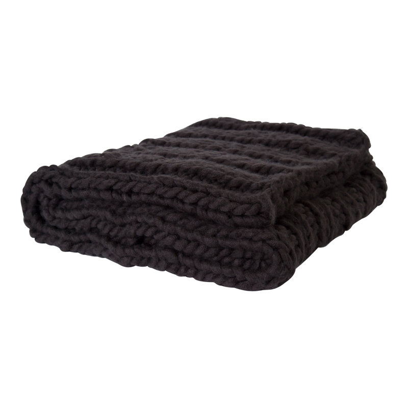 Chunky Knit Throw Blanket, Black