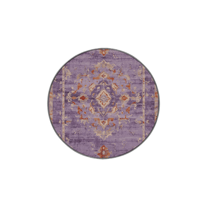 Tapis mauve soyeux et moelleux, Rond 3 pi