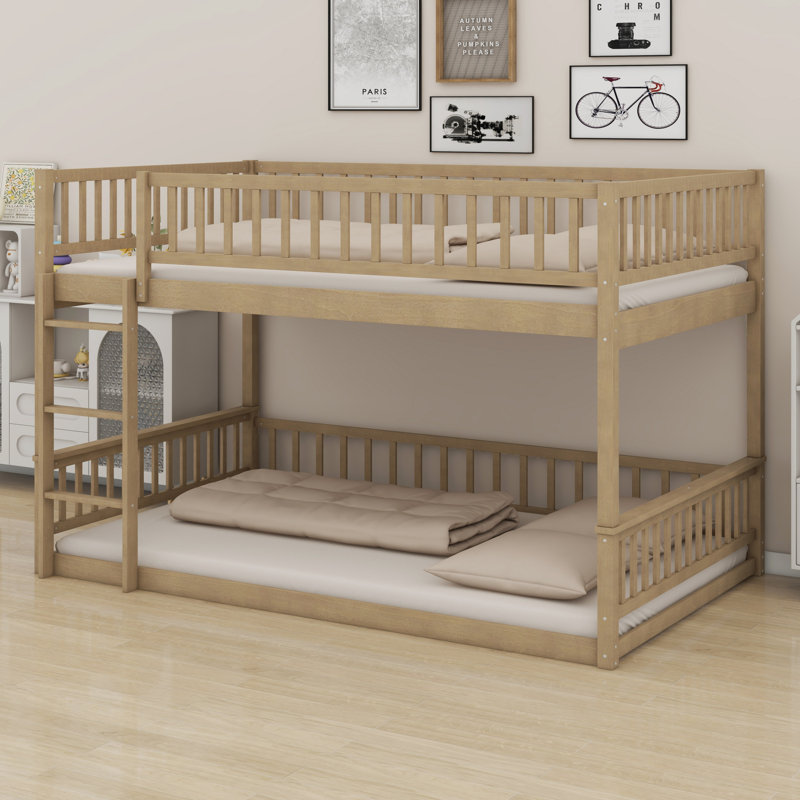 Bunk Bed With Ladder And Guardrails, Walnut