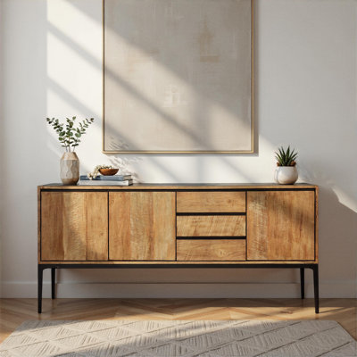 Cabot 78" Wide 3-Drawer Sideboard, Natural