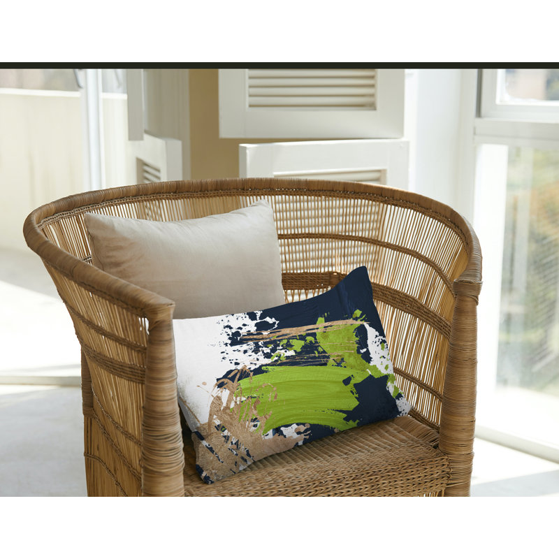 Wintta Abstract Outdoor Reversible Throw Pillow, Chertreuse/Gold/White
