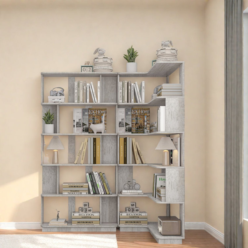 Bibliothèques en MDF peu encombrantes, tablettes d'angle gris clair de style moderne pour la maison