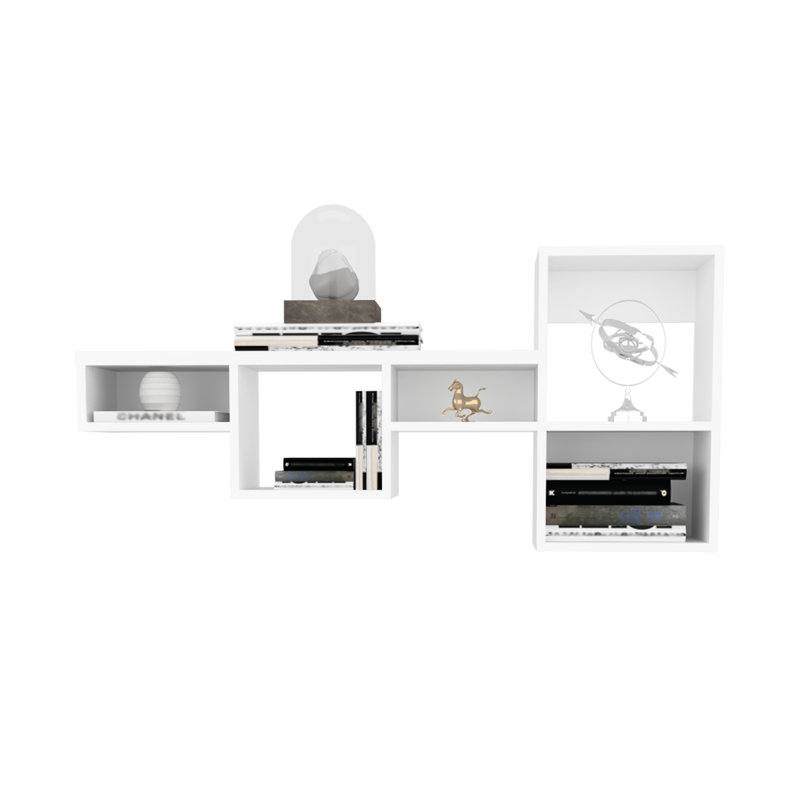 47 po de large étagère murale 47 po en blanc - Cube élégant et fonctionnel pour bureau à domicile, chambre à coucher, étagère de rangement de salon, chambre chic, décoration de bureau