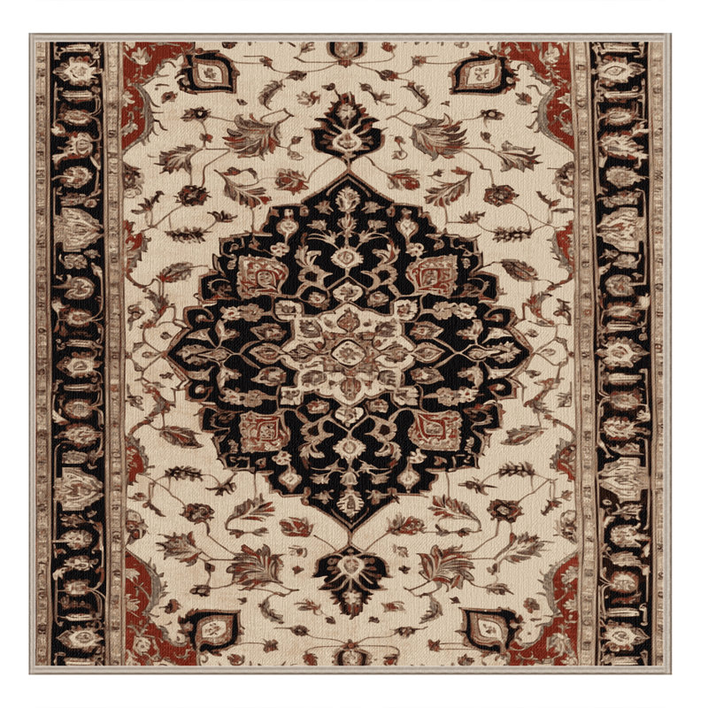 Tapis beige lavable à la machine, Carré 3 pi