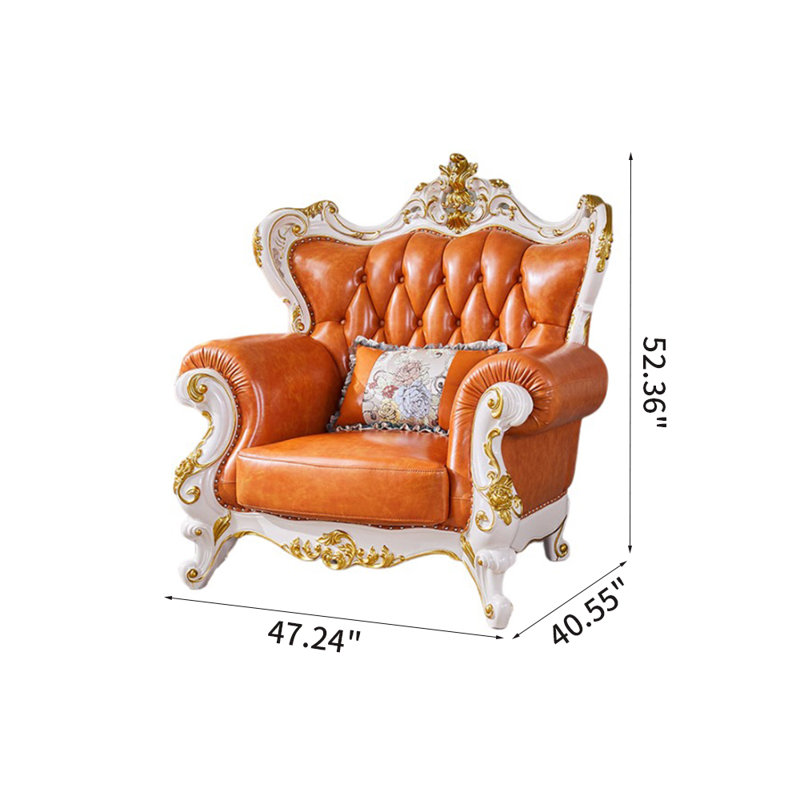 Fauteuil en cuir de vache de 47,24 po de largeur European