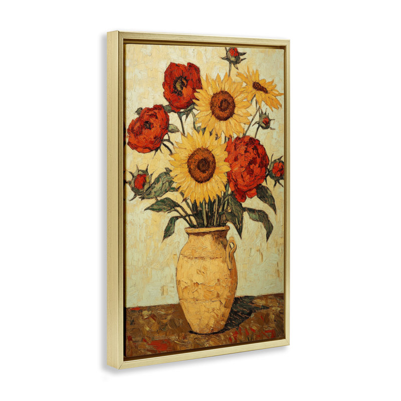 Cadre flottant Rustic Flower, par Petal Prints Design, H 25 po x l 17 po, Cadre flottant métallique doré