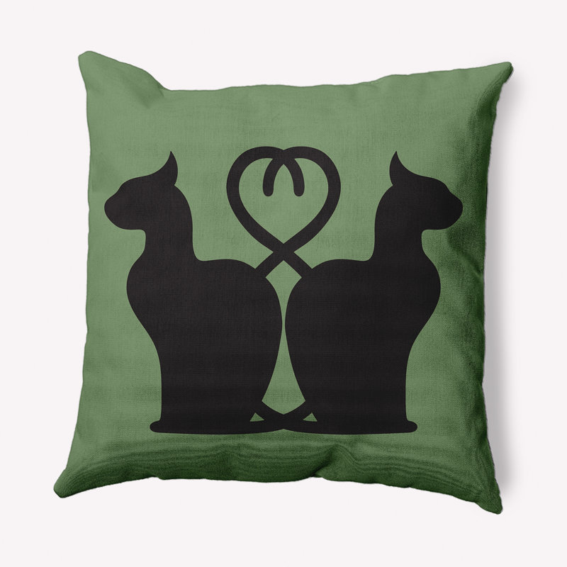 Coussin décoratif Conniving Cats, Sauge, 18 po x 18 po