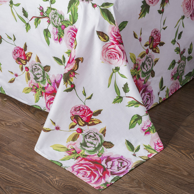 DaDa Microfiber Floral Flat Sheet, Twin Flat Sheet