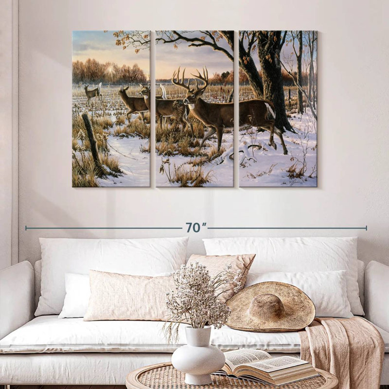 Brampt Cautious Crossing - Whitetails, 32" H x 50" W