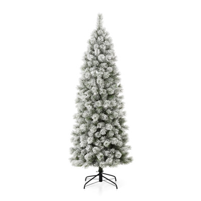 Slim Frosted Pre-Lit Pine Christmas Tree