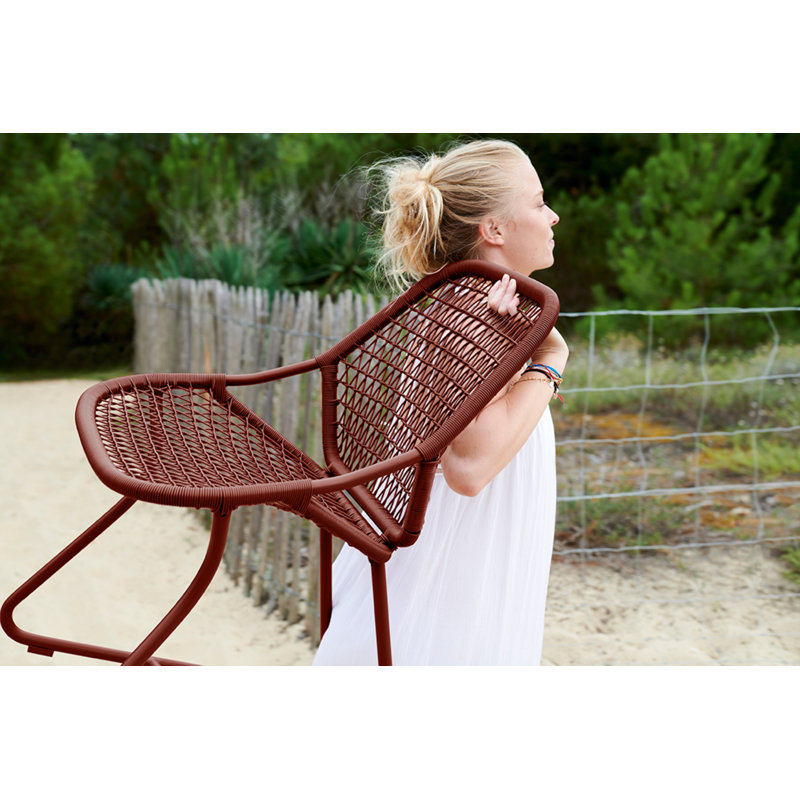 Sixties Outdoor Dining Side Chair, Red Ochre
