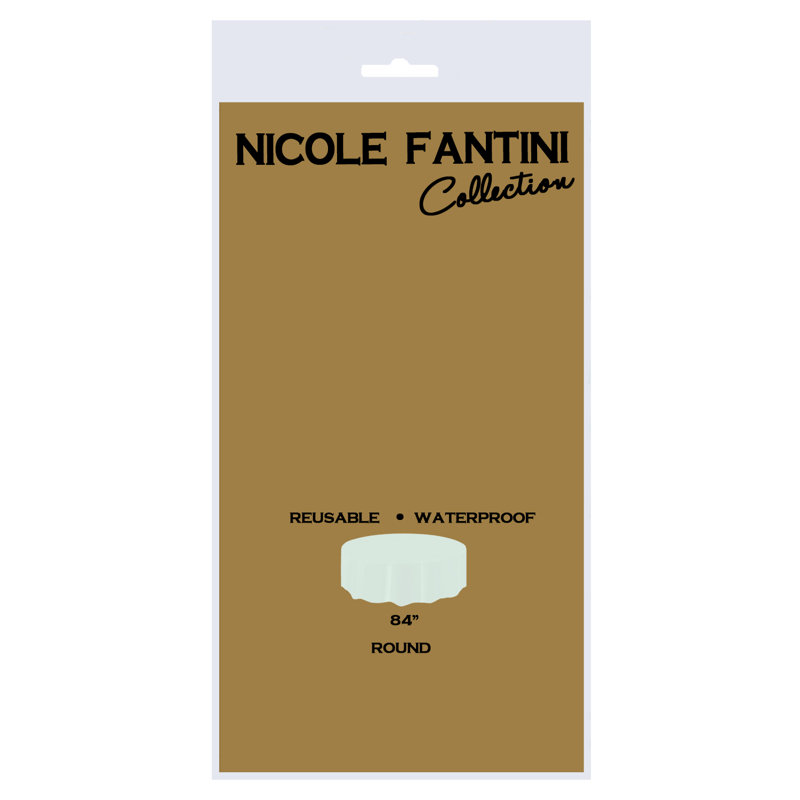 Nicole Fantini Plastic Disposable Round Tablecloth 84", Gold