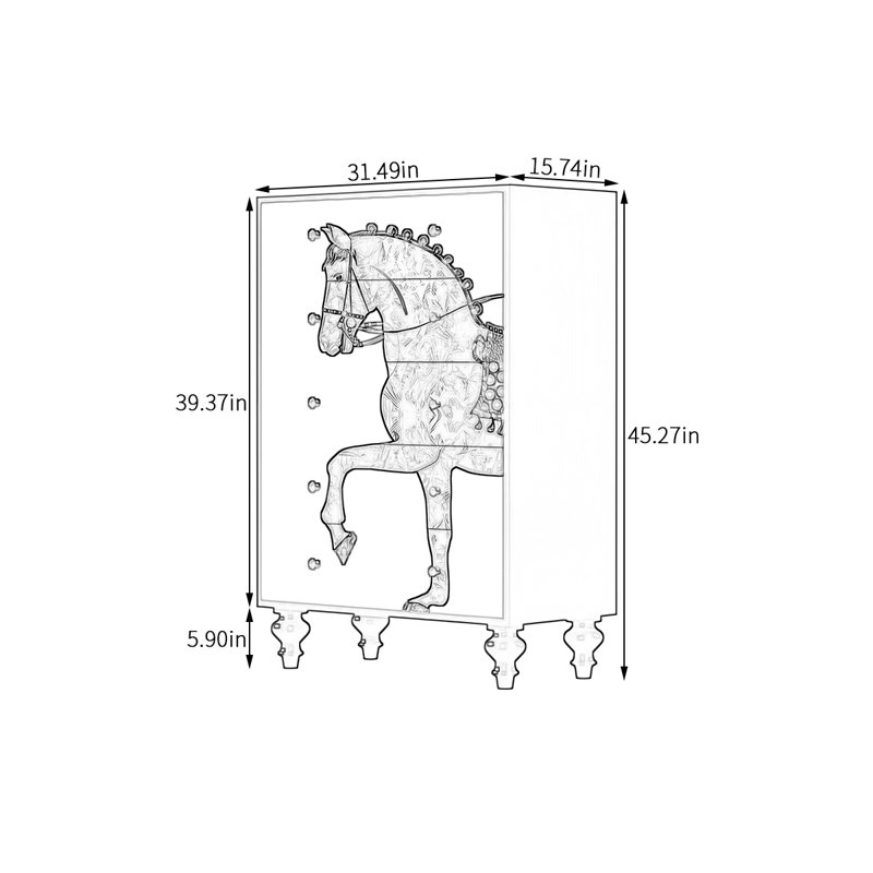 Armoire de rangement 5 tiroirs Modern, Noyer