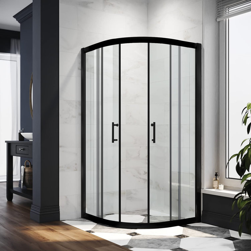 Cabine de douche ronde à double cadre coulissant avec verre trempé transparent de 1/4 po de l 36 po x H 72 po