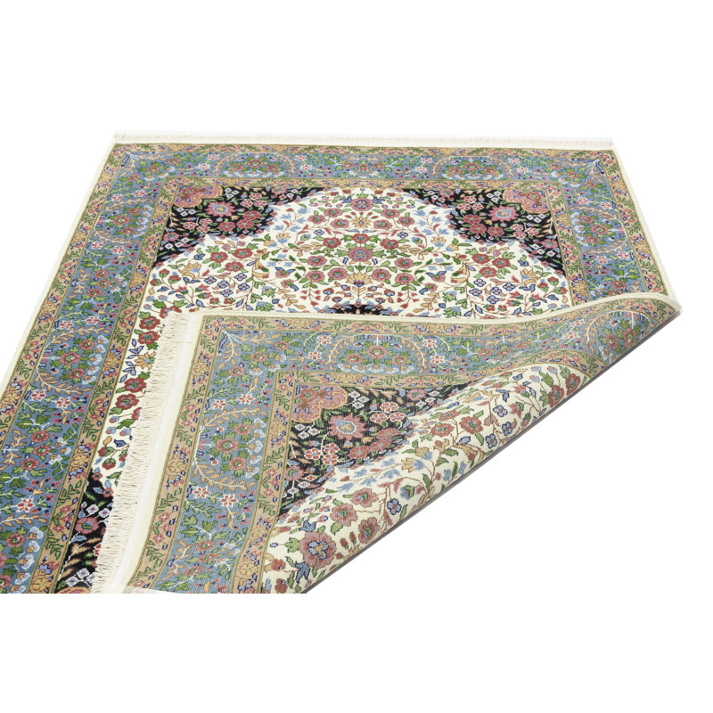 Cream Traditional 5X7 Indo Kerman Oriental Area Rug