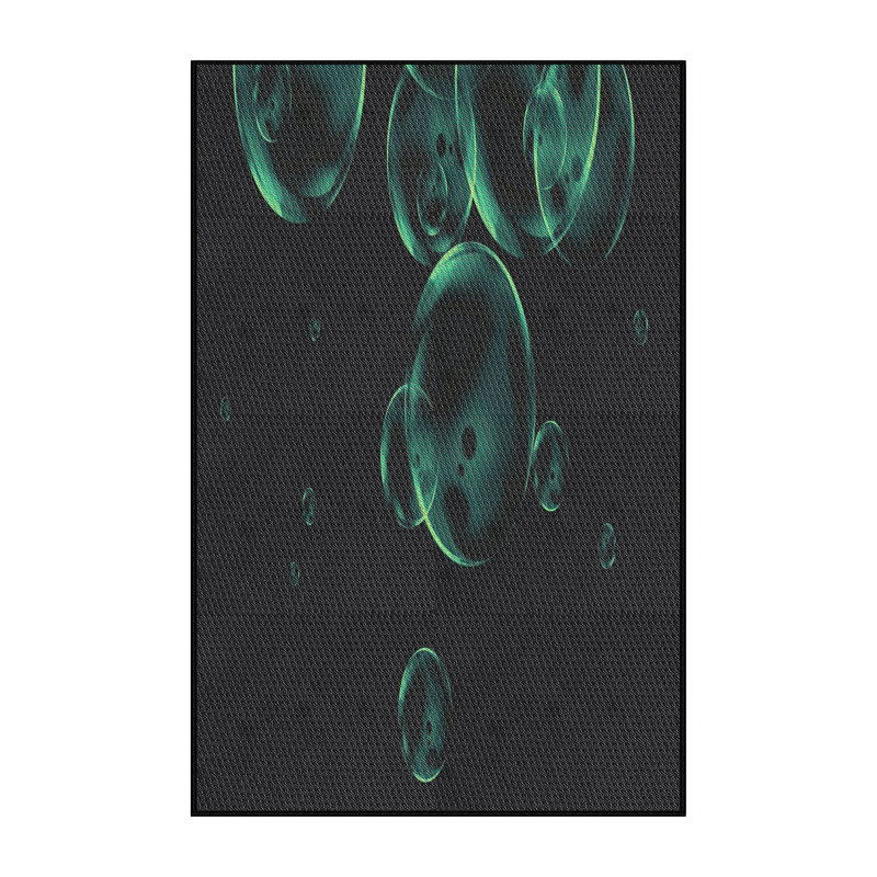 Tapis vert/noir à motifs, Rectangle 6 pi x 9 pi
