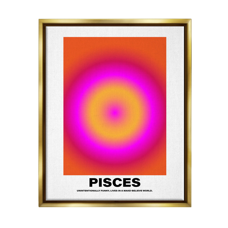 Drôle d'astrologie flottante Poissons par House of Lulu, H 21 po x l 17 po x P 1,7 po, Cadre flottant métallique doré