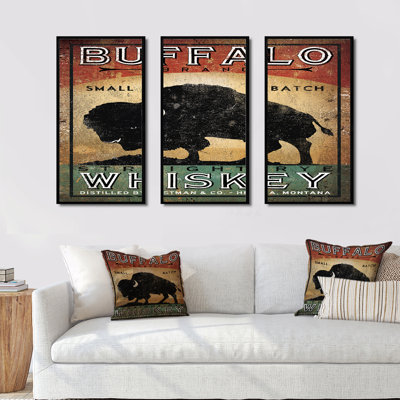 " Vintage Buffalo Whiskey " 3 - Pieces Painting Print