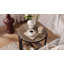 Table d'appoint ronde à deux niveaux en bois de 50 cm (19,7 po) avec cadre en métal noir de style industriel-2004013945