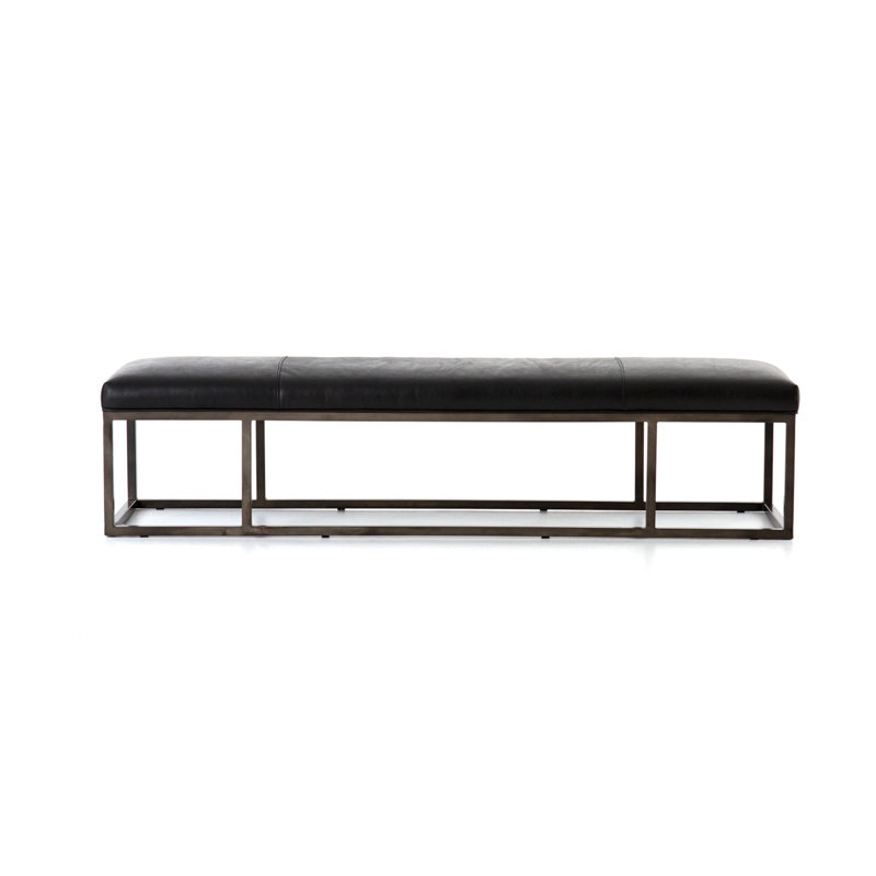 Beaumont Leather Dining Bench, Rider Black