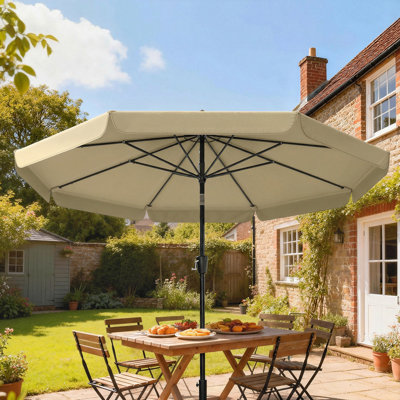 Parasol de patio 10 pi avec inclinaison, manivelle, parasol d'extérieur, kaki
