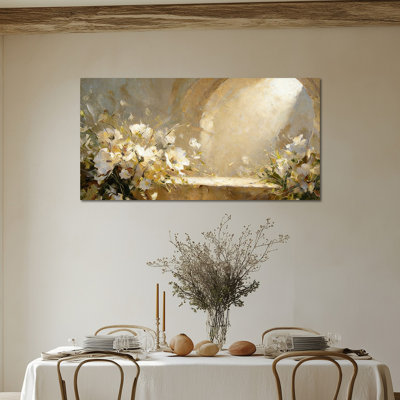 TIMUBA Easter Wall Art - Renewal Flowers Canvas Painting for Living Room Decor, Inspirational Religious Artwork for Home, Wrapped Canvas Print with Pine Frame, 12×24 inches