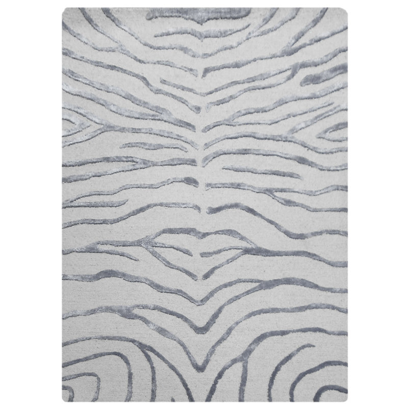 Zebra Rectangle 200 cm x 300 cm Animal Print Hand Woven Area Rug