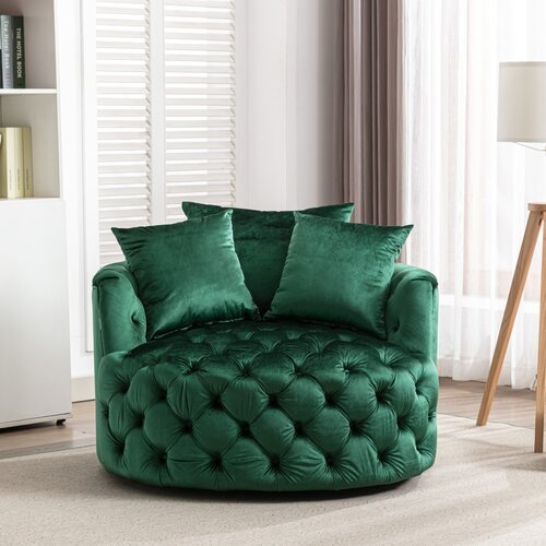 Rosdorf Park Debroa Upholstered Swivel Barrel Chair & Reviews | Wayfair