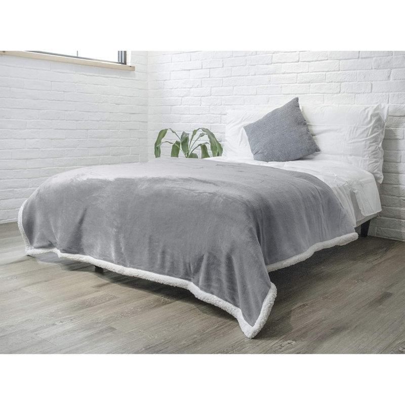 Jeté polaire en sherpa Plush, simple, rose clair | Jeté doux, chaud et flou rose pour canapé | Couverture moelleuse réversible unie en microfibre, 60 x 80