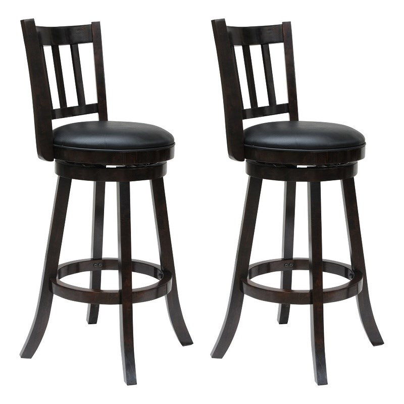  Tabouret de bar pivotant en bois d'hévéa (ensemble de 2) en cappuccino