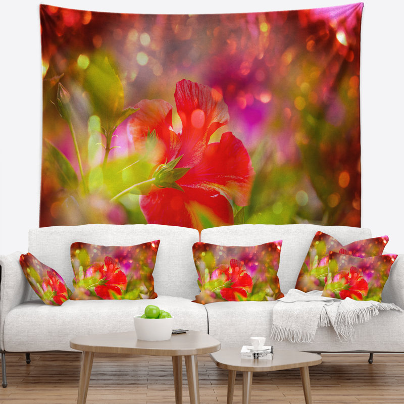 Tapisserie fleurs d’été rurales en soleil, H 50 po x l 60 po