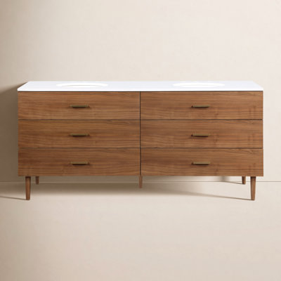 Dondi 72" Walnut Double Bathroom Vanity