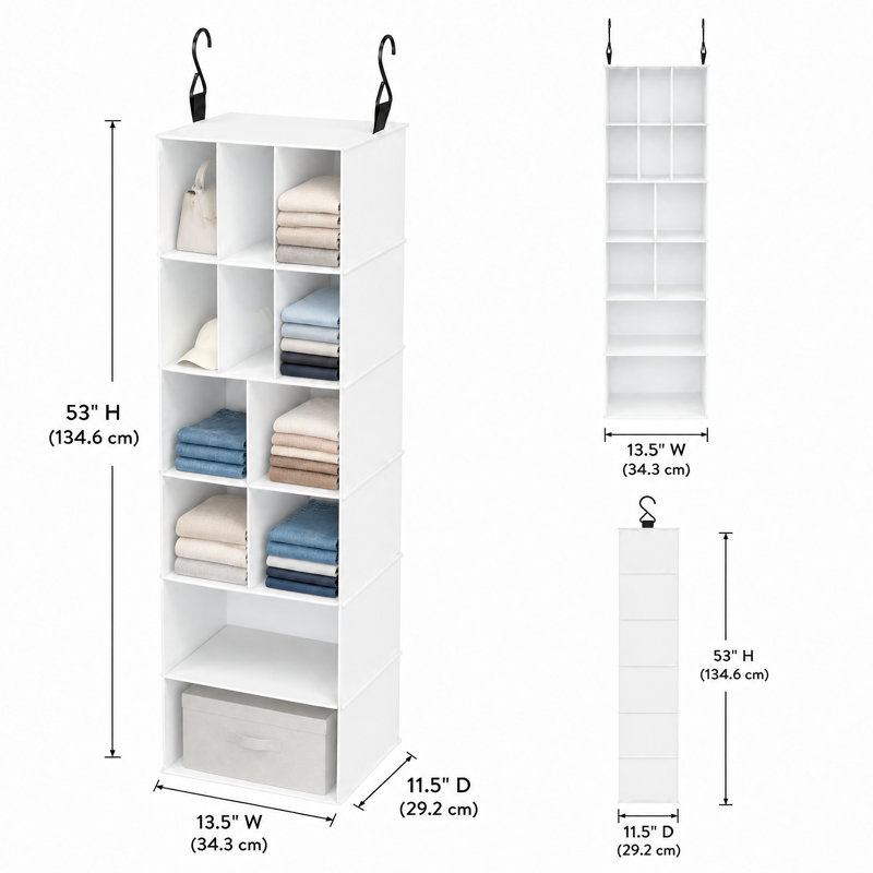 Ensemble de 2 organisateurs de placard suspendus avec séparateurs, 24 compartiments à chaussures suspendus pour placard, garde-robe, véhicule récréatif et porte-vêtements