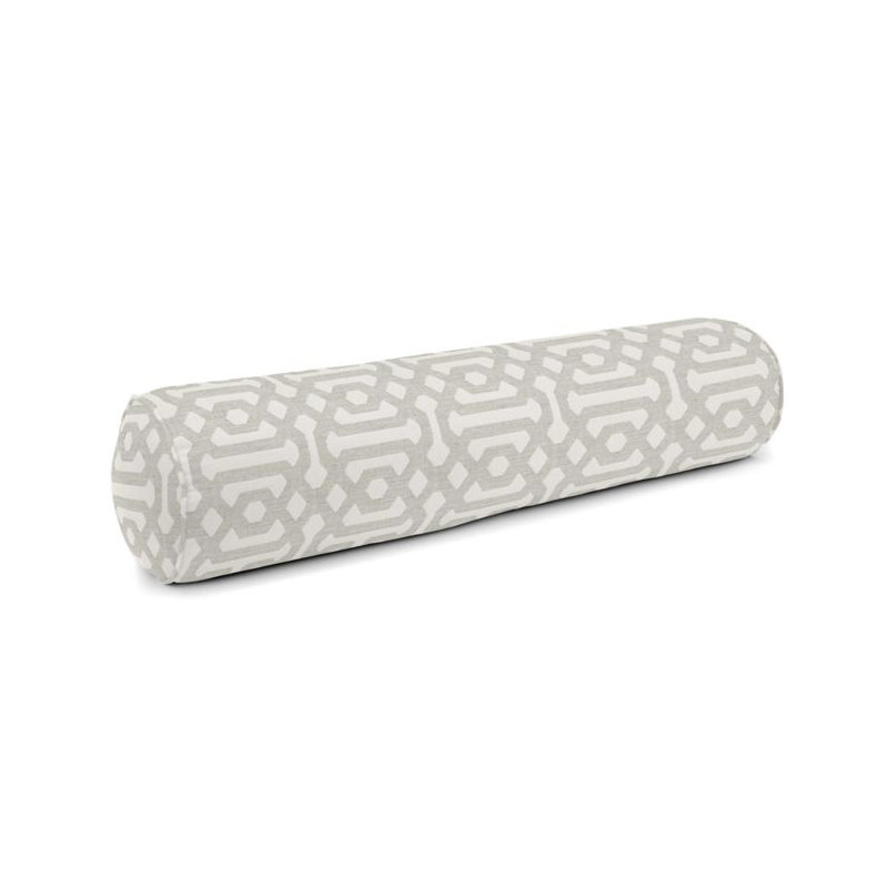 Fretwork Sunbrella® Bolster Pillow, Gray/ Cream, 8" x 24"