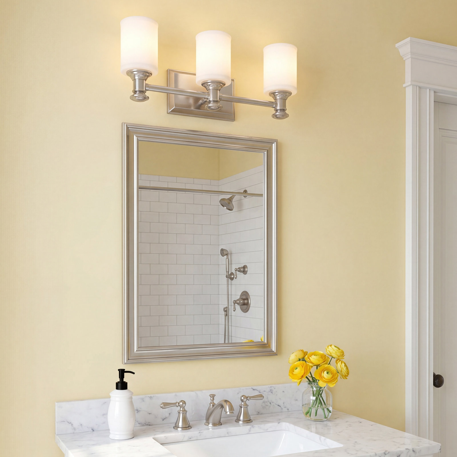 Everlee 3 Light Dimmable Vanity Light, Brushed Nickel