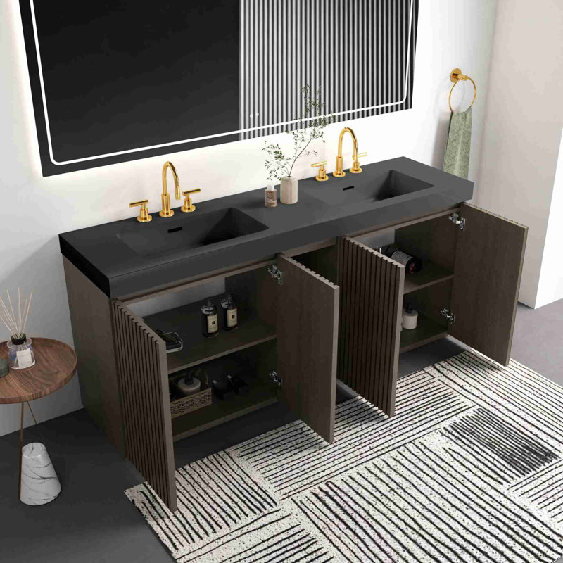 Meuble-lavabo moderne, Oak, Noir